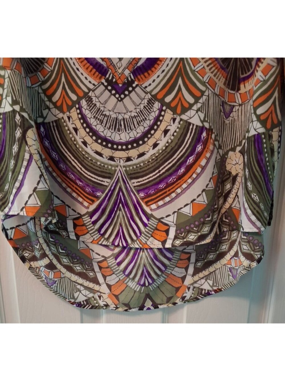 Chico's Geometric Print Womens Size L Tunic Top 3/4 Sleeves & Rounded Hemline - Picture 5 of 12